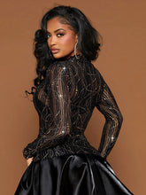 Mock Neck Sheer Metallic Top